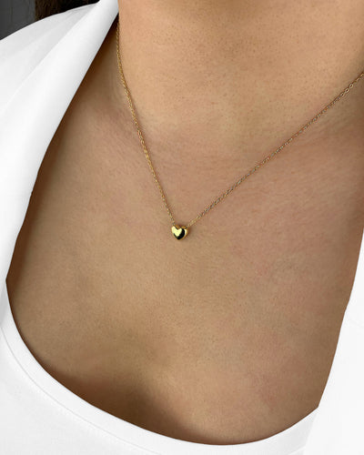 Damen Halskette Silber 925 vergoldet Anhänger Herz 'Janet', 44cm filigrane Silberkette goldener Herzanhänger klein Kette schlicht Herzkette CLIFFORD