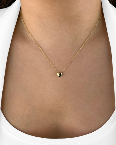 Damen Halskette Silber 925 vergoldet Anhänger Herz 'Janet', 44cm filigrane Silberkette goldener Herzanhänger klein Kette schlicht Herzkette CLIFFORD