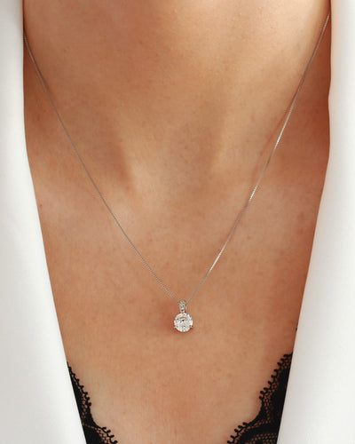 DANIEL CLIFFORD Marilyn Damen-Halskette 925 Sterling-Silber I Kristall-Anhänger weiß (Kettenlänge: 45 cm) - Echtschmuck Geschenk für Frauen