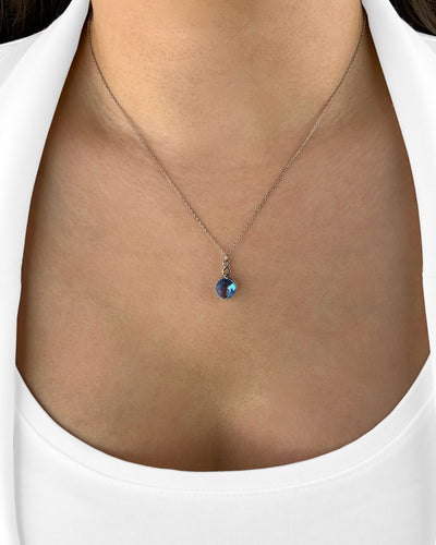 Damen Halskette Silber 925 Anhänger Kristall blau 'Hope', 45cm filigrane Silberkette Kristallanhänger klein dünne Kette Stein hellblau DANIEL CLIFFORD