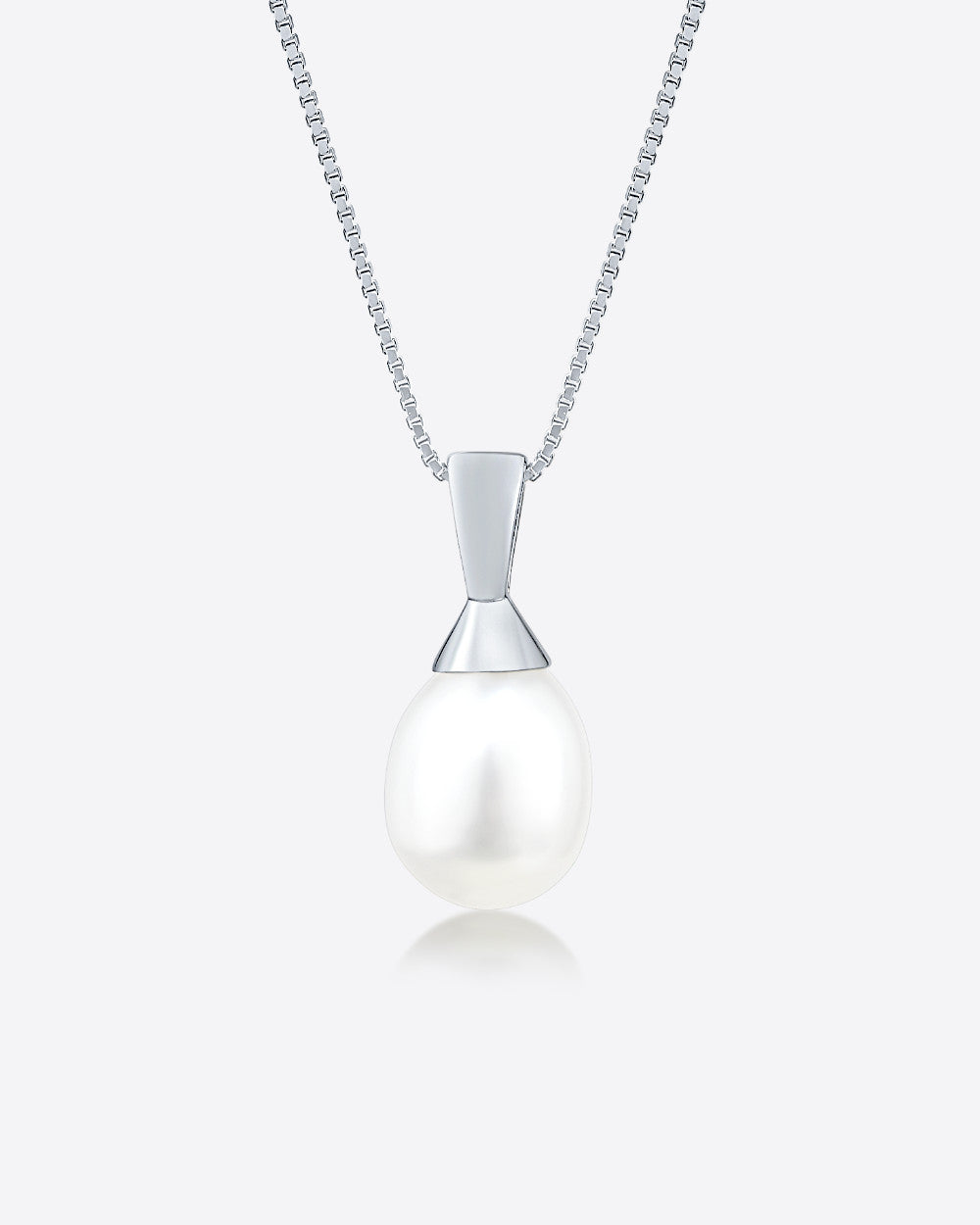 DANIEL CLIFFORD „Maggie“ Damen Halskette Silber 925 rhodiniert Anhänger Süßwasserzucht Perle, 45cm Silberkette mit Perlenanhänger