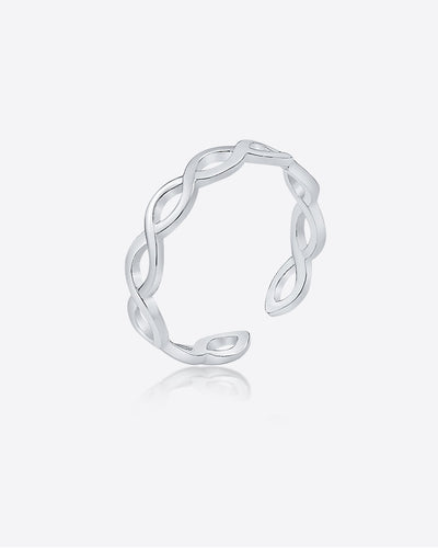 Damen Ring Silber 925 'Becca', größenverstellbarer Silberring rhodiniert, filigraner Damenring geflochten Fingerring Statement | DANIEL CLIFFORD 