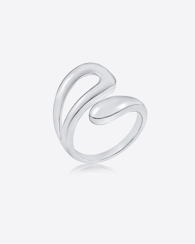 Damen Ring Silber 925 'Hannah', größenverstellbarer Silberring rhodiniert, breiter Damenring Sterlingsilber Statement Fingerring | DANIEL CLIFFORD 