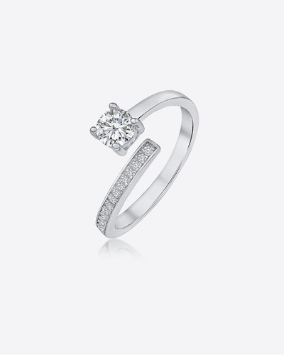 Damen Ring Silber 925 'Nadia' größenverstellbarer Silberring rhodiniert Zirkonia Kristalle filigraner Damenring mit Stein Fingerring | DANIEL CLIFFORD 