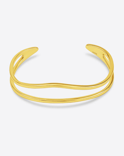 DANIEL CLIFFORD „Julie“ Damen Armband Silber 925 vergoldet 18k Gold größenverstellbar, goldener Armreif mehrreihig Sterlingsilber für Frauen 