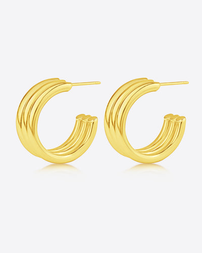 DANIEL CLIFFORD „Juno“ Damen Ohrringe Creolen Silber 925 vergoldet 18k Gold, Creolen Ohrstecker breit 