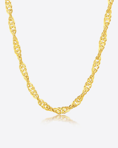 DANIEL CLIFFORD „Sina“ Damen Halskette Silber 925 vergoldet 14k Gold, 50cm goldene Singapurkette aus vergoldetem Sterlingsilber 3,5mm breit