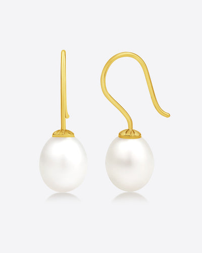 DANIEL CLIFFORD „Eve“ Damen Ohrhänger Silber 925 vergoldet 14k Gold Süßwasserzucht Perle, goldene Perlen-Ohrringe hängend Sterlingsilber Hängeohrringe