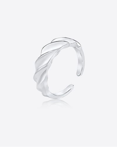 DANIEL CLIFFORD „Ally“ Damen Ring Silber 925 rhodiniert, Silberring größenverstellbar, gedrehter Statement-Ring massiv Sterlingsilber für Frauen
