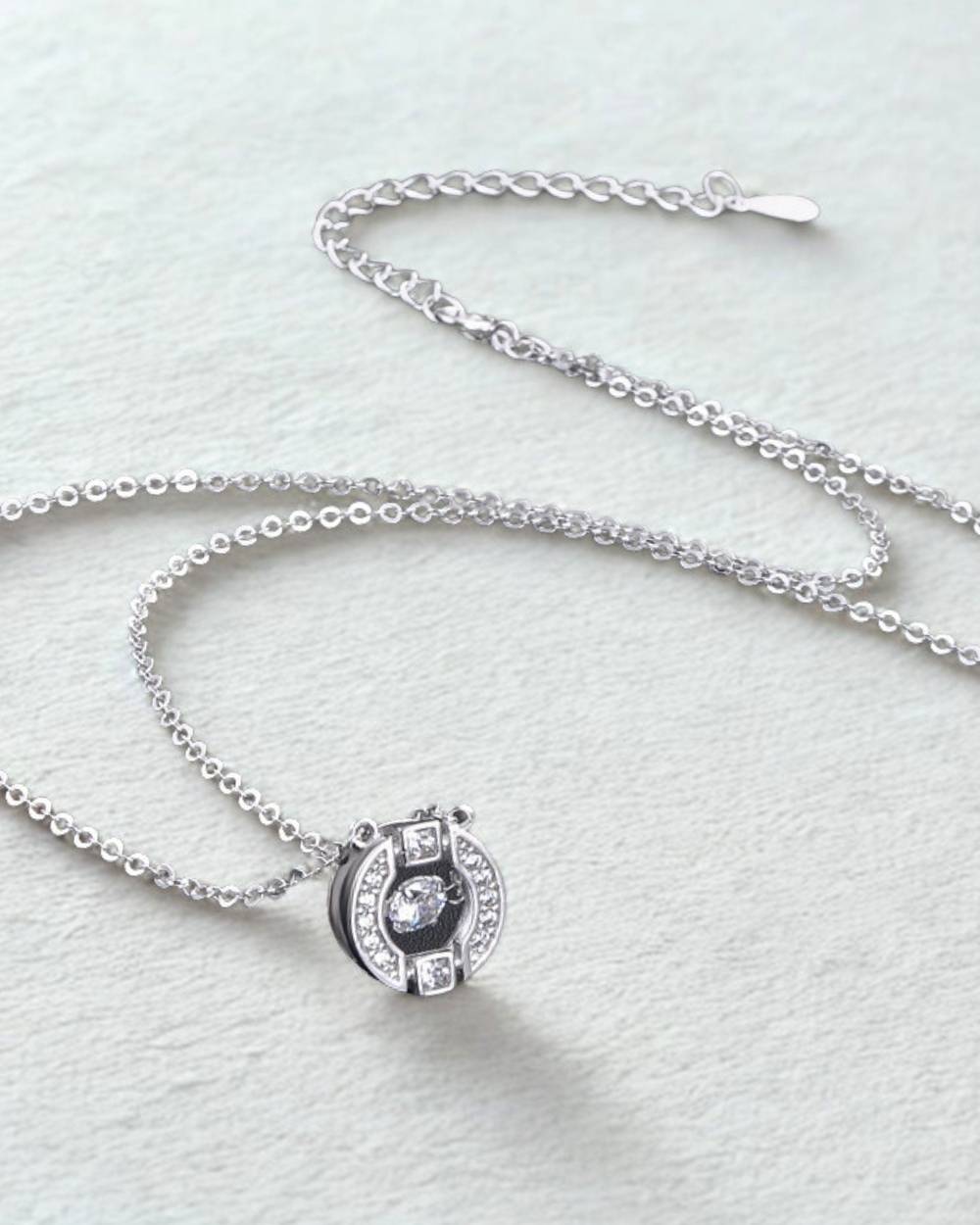 DANIEL CLIFFORD Céline Damen-Halskette 925 Sterling-Silber I Kristall-Anhänger weiß (Kettenlänge: 47 cm) - Echtschmuck Geschenk für Frauen