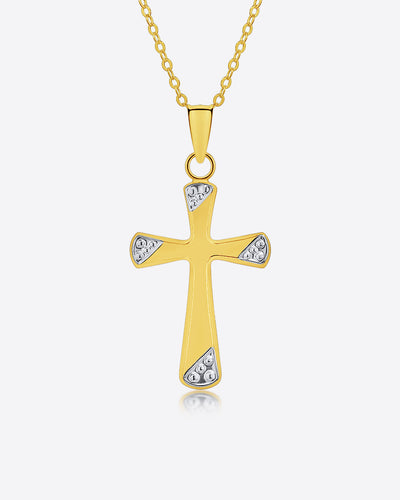 Damen Halskette Gold 585 Anhänger Kreuz 'Beatrix', filigrane Goldkette Kreuzanhänger Echtgold 14k, dünne Kreuzkette 585er Gelbgold echt DANIEL CLIFFORD