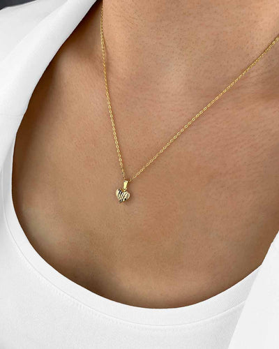 Damen Halskette Gold 585 Anhänger Herz diamantiert 'Amilena', filigrane Goldkette kleiner Herzanhänger, dünne Herzkette Echtgold 14k DANIEL CLIFFORD