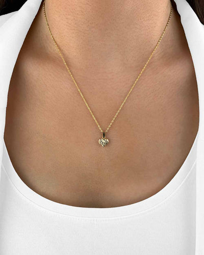 Damen Halskette Gold 585 Anhänger Herz diamantiert 'Amilena', filigrane Goldkette kleiner Herzanhänger, dünne Herzkette Echtgold 14k DANIEL CLIFFORD