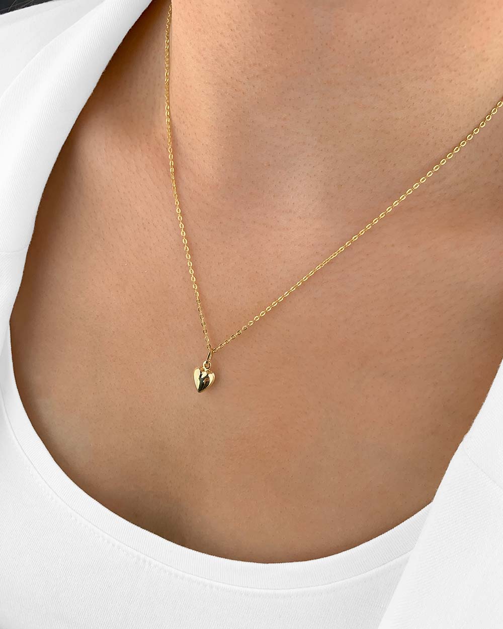 Damen Halskette Gold 375 Anhänger Herz 'Ariana', filigrane Goldkette + kleiner Herzanhänger Gelbgold, dünne Herzkette Echtgold 9k DANIEL CLIFFORD