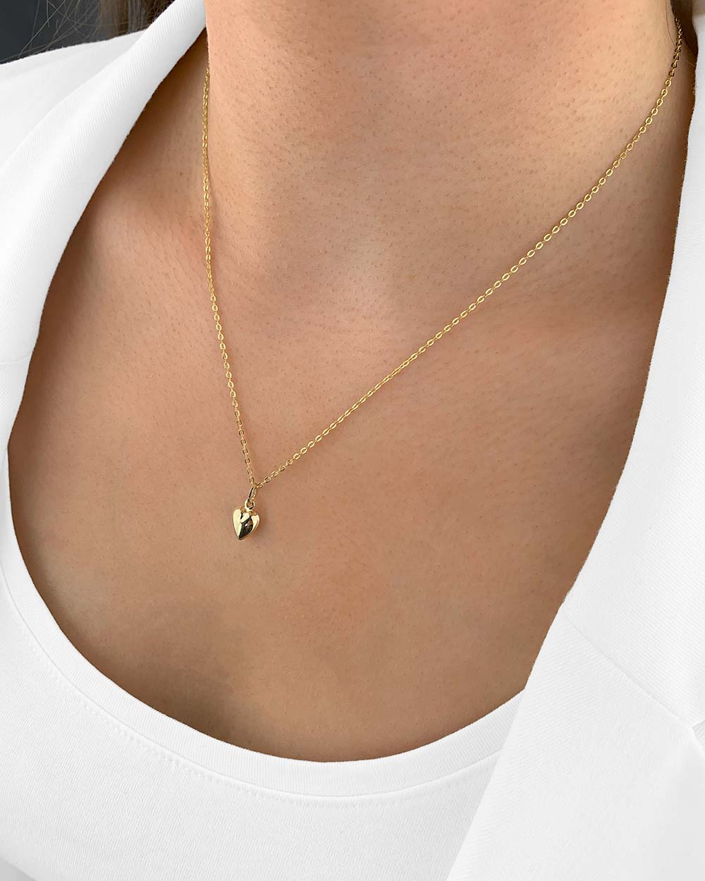 Damen Halskette Gold 375 Anhänger Herz 'Ariana', filigrane Goldkette + kleiner Herzanhänger Gelbgold, dünne Herzkette Echtgold 9k DANIEL CLIFFORD