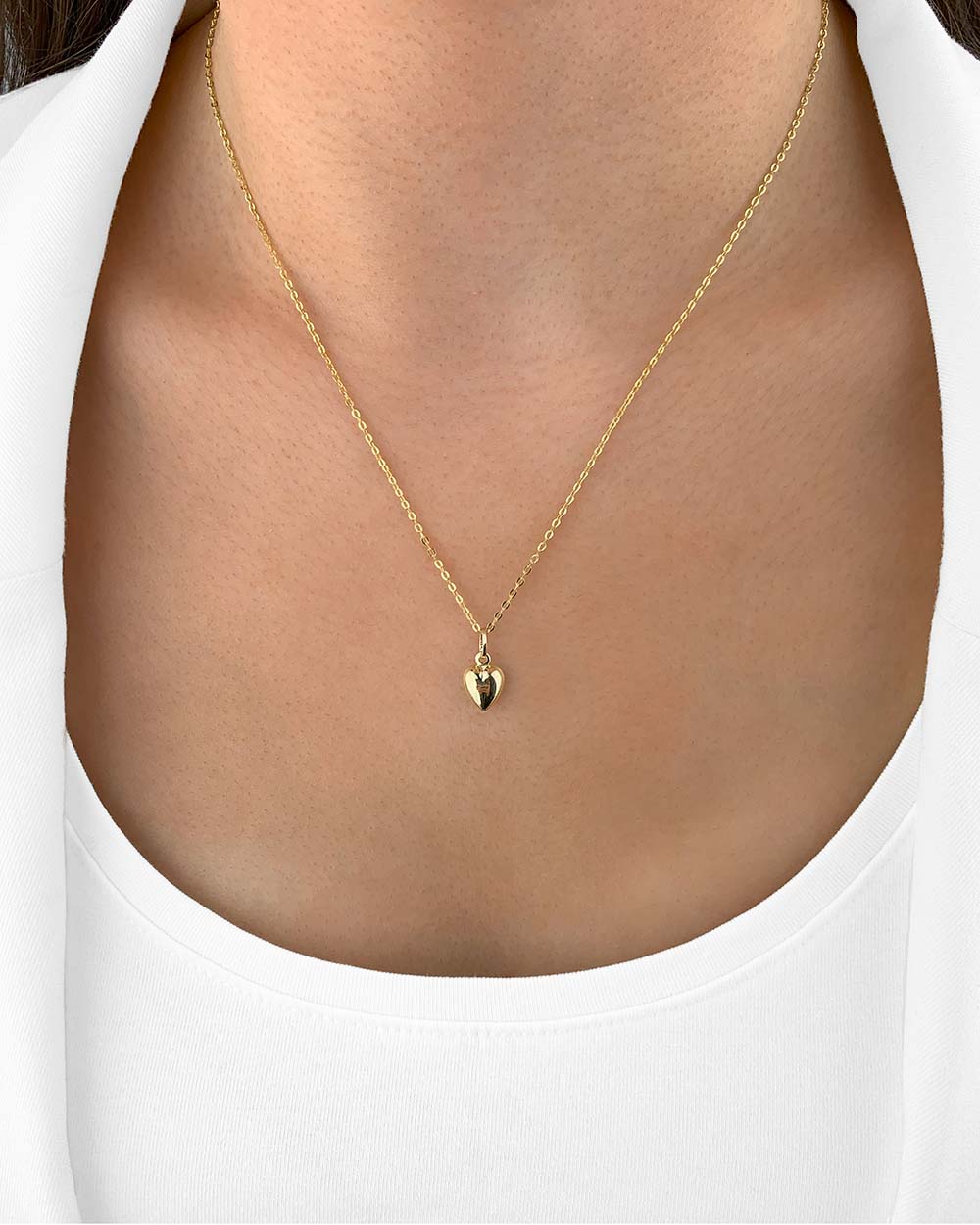 Damen Halskette Gold 375 Anhänger Herz 'Ariana', filigrane Goldkette + kleiner Herzanhänger Gelbgold, dünne Herzkette Echtgold 9k DANIEL CLIFFORD