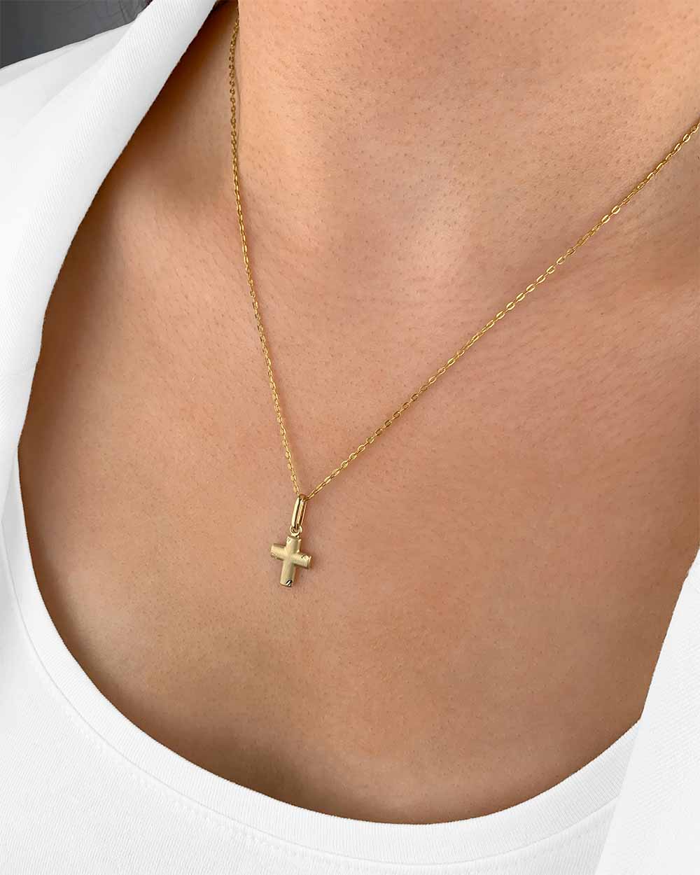 Damen Halskette Gold 375 Anhänger Kreuz 'Leonora', filigrane Goldkette Kreuzanhänger Echtgold 9k, dünne Kreuzkette 375er Gelbgold echt DANIEL CLIFFORD