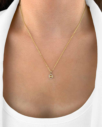 Damen Halskette Gold 375 Anhänger Unendlichkeit + Kristalle 'Eleana', filigrane Goldkette Infinity, dünne Kette mit Unendlichkeitsanhänger Echtgold 9k