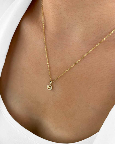 Damen Halskette Gold 375 Anhänger Unendlichkeit + Kristalle 'Eleana', filigrane Goldkette Infinity, dünne Kette mit Unendlichkeitsanhänger Echtgold 9k