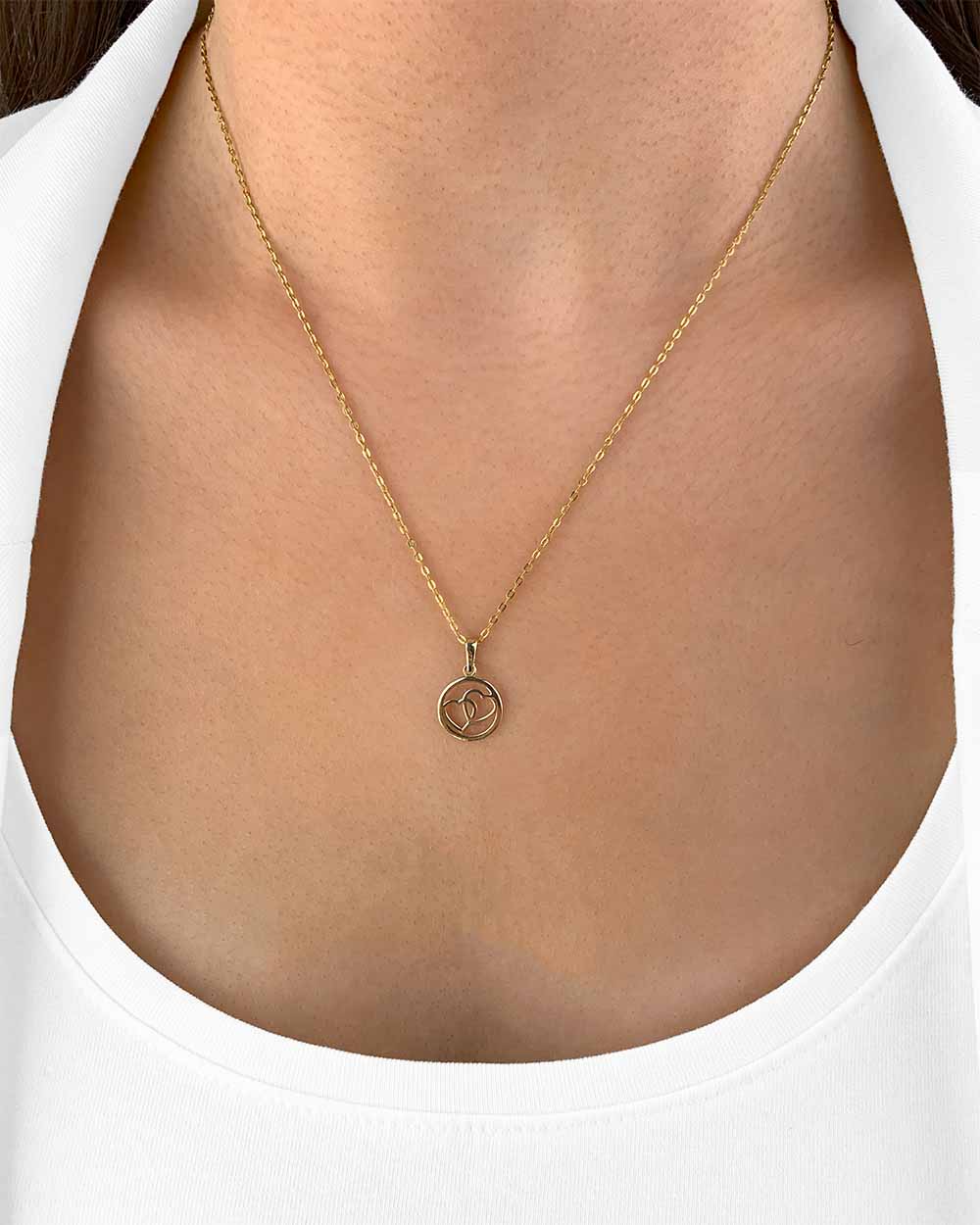 Damen Halskette Gold 375 Anhänger 2 Herzen Kreis 'Amora', filigrane Goldkette Herzanhänger umschlungen, dünne Herzkette Echtgold 9k DANIEL CLIFFORD