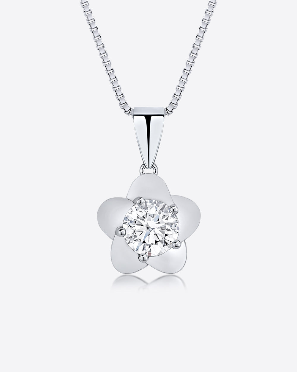 Damen Halskette Silber 925 Anhänger Blume Kristall Blumenkette 'Violetta', filigrane Silberkette + Blumenanhänger klein, gedrehte Blütenblätter Kette