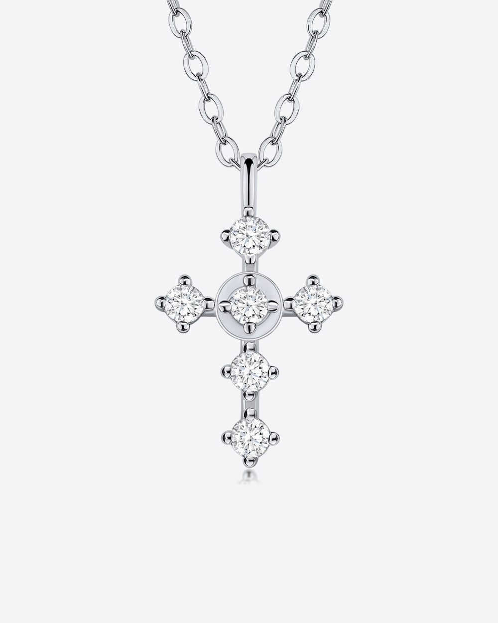 Damen Halskette Silber 925 Anhänger Kreuz Kristall Kreuzkette 'Nina', filigrane Silberkette Kreuzanhänger klein Kristallanhänger Kette DANIEL CLIFFORD