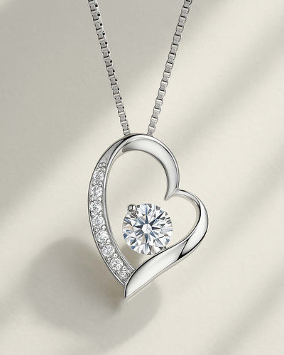 DANIEL CLIFFORD Helen Damen Halskette Sterling Silber 925 I Kristall-Anhänger in Herzform weiß (Kettenlänge: 45 cm) - Geschenk für Frauen