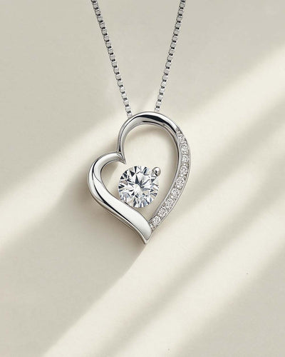 DANIEL CLIFFORD Helen Damen Halskette Sterling Silber 925 I Kristall-Anhänger in Herzform weiß (Kettenlänge: 45 cm) - Geschenk für Frauen