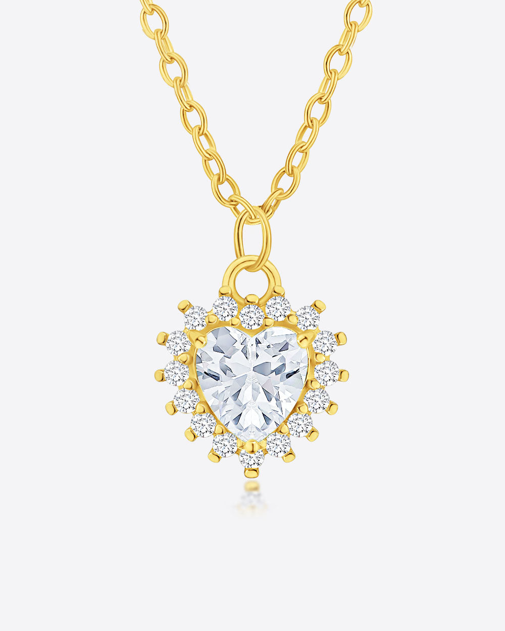 Damen Halskette Silber 925 vergoldet Herz Anhänger Kristall weiß 'Eliana', goldene Silberkette Herzanhänger Kette kleiner Kristallanhänger Herzkette