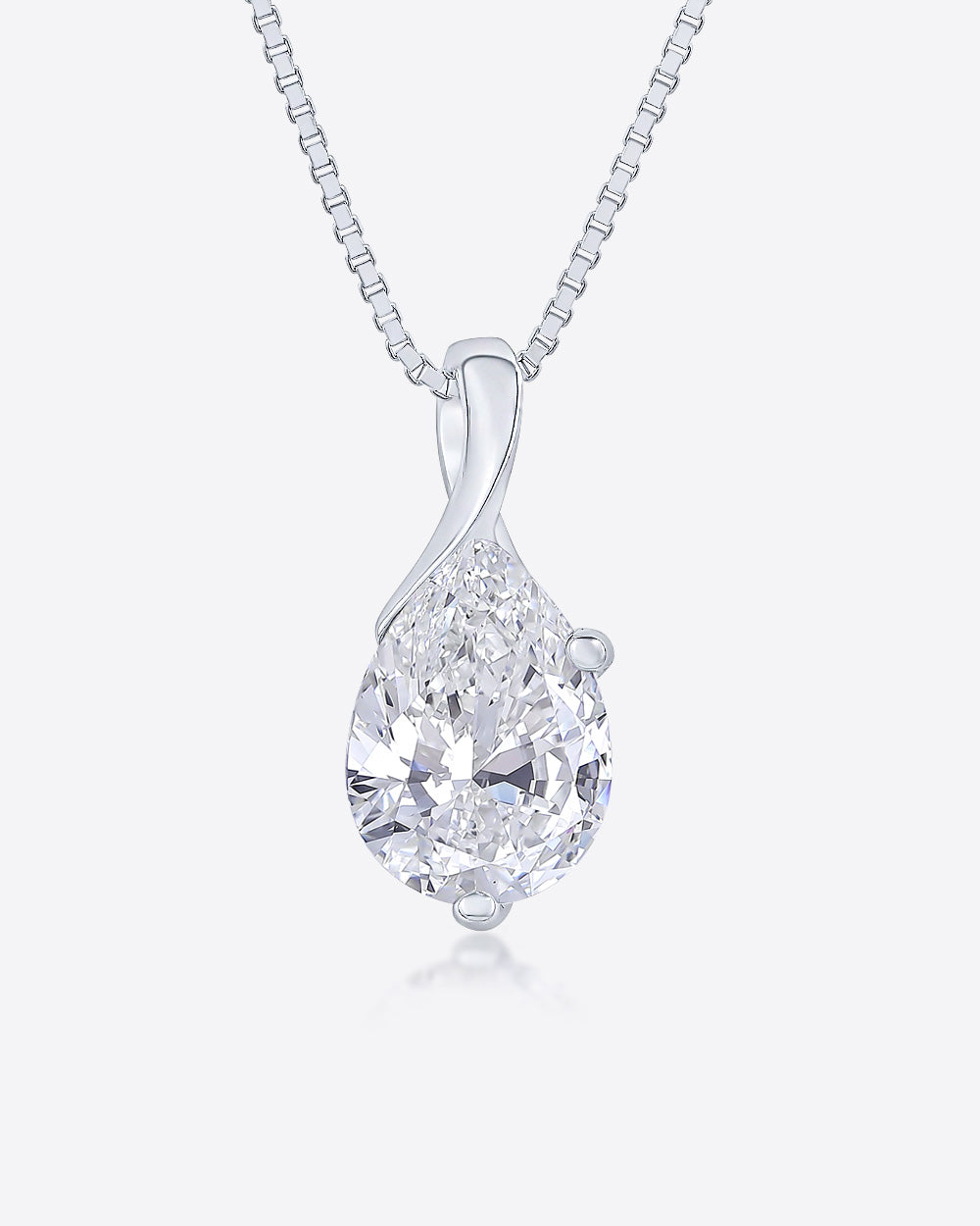 DANIEL CLIFFORD „Violette“ Damen Halskette Silber 925 Anhänger Kristall weiss, 45cm filigrane Silberkette Kristallanhänger dünne Kette Stein weiss