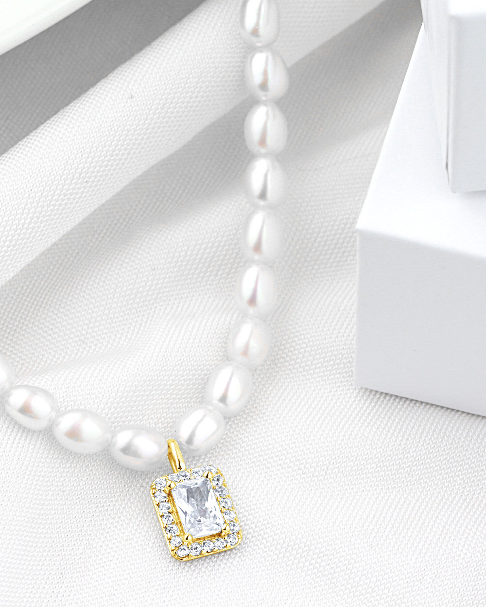 Daniel Clifford Damen Halskette Silber 925 Perlenkette gold Julia Süßwasserkultur-Perlen Schmuck Sterlingsilber 14 Karat vergoldet Geschenk Frau Freundin Mutter Schwester