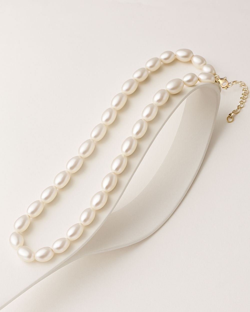 Damen Halskette Silber 925 vergoldet Süßwasserzucht Perlen 'Pearl', klassische Perlenkette weiße Perlen Perlencollier, Collier Süsswasserzuchtperlen