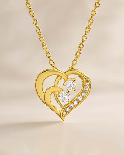 Halskette Damen Silber 925 Herz Anhänger Stein 'Gabrielle', filigrane Herzkette Anhänger Kristall Silberkette Herz Kette Doppelherz DANIEL CLIFFORD