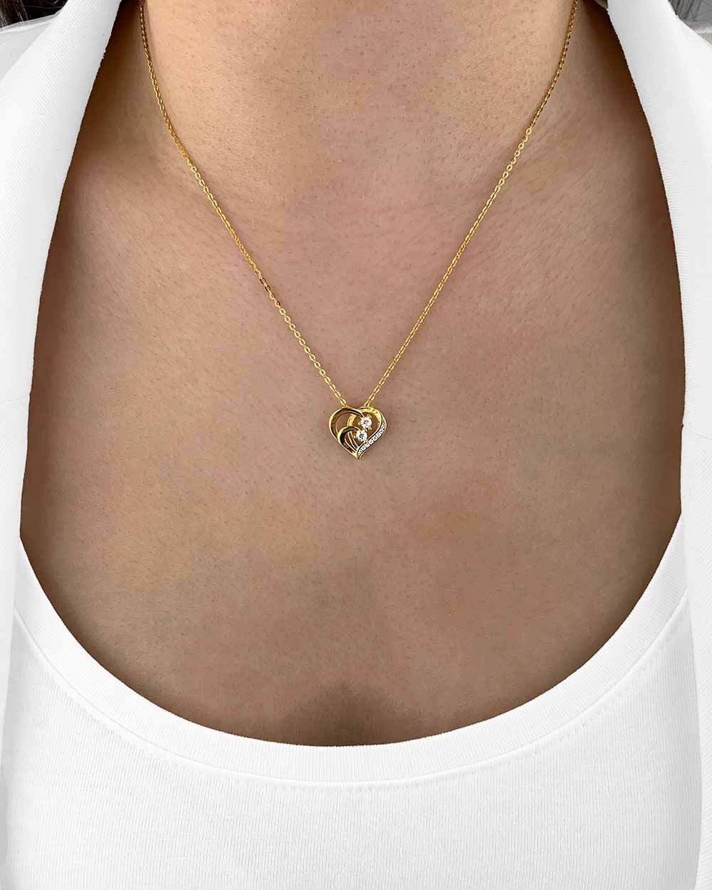 Halskette Damen Silber 925 Herz Anhänger Stein 'Gabrielle', filigrane Herzkette Anhänger Kristall Silberkette Herz Kette Doppelherz DANIEL CLIFFORD