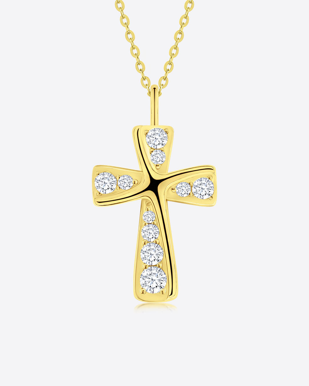 Damen Halskette Silber 925 vergoldet Kristall Anhänger Kreuz 'Irene', goldene Silberkette & Kreuzanhänger, Kreuzkette kleines Kreuz Kette echt Silber