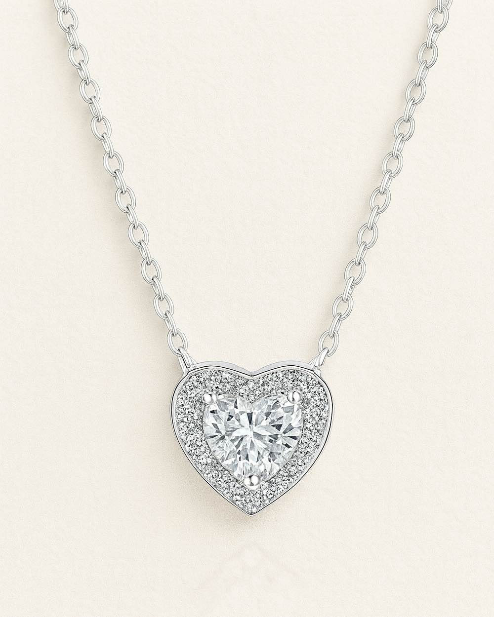 DANIEL CLIFFORD „Linda“ Damen Halskette Silber 925 mit Anhänger Herz Zirkonia Kristall, 42cm + 5cm größenverstellbar Herzkette Sterlingsilber filigraner Herzanhänger