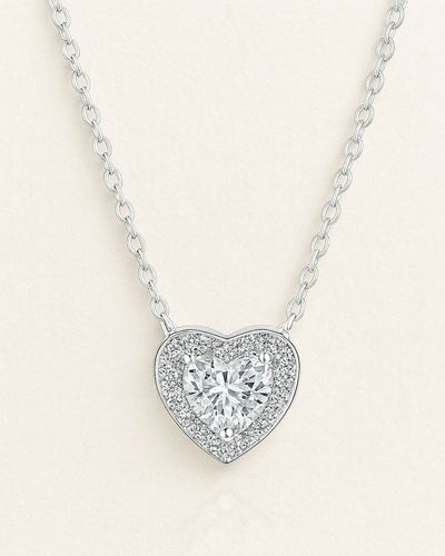 DANIEL CLIFFORD „Linda“ Damen Halskette Silber 925 mit Anhänger Herz Zirkonia Kristall, 42cm + 5cm größenverstellbar Herzkette Sterlingsilber filigraner Herzanhänger