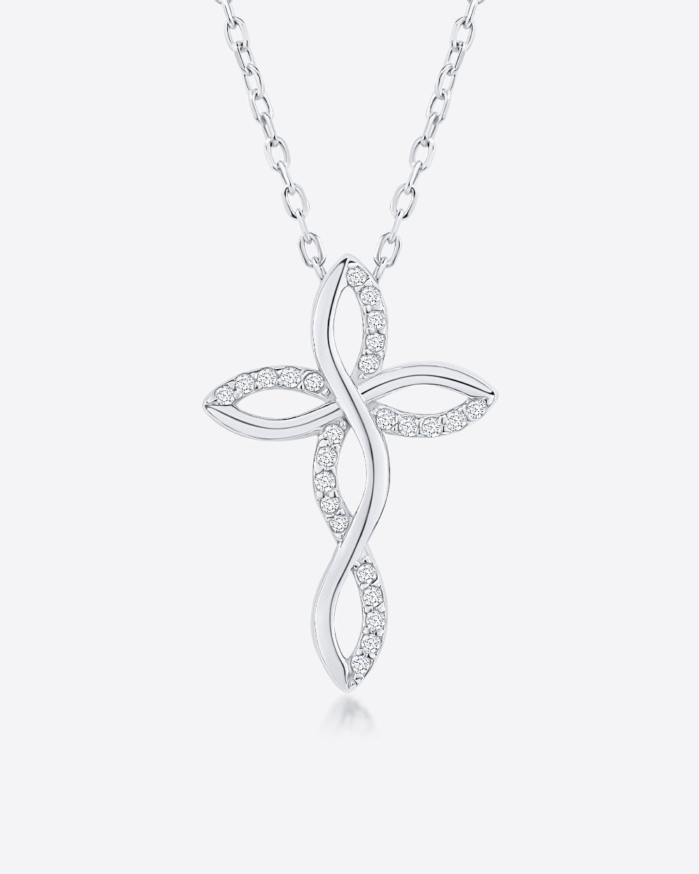 Damen Halskette Silber 925 Anhänger Kreuz mit Kristallen 'Liora', filigrane Silberkette silbener Kreuzanhänger, dünne Kreuzkette mit Steinen