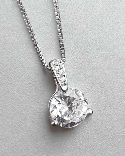 DANIEL CLIFFORD Marilyn Damen-Halskette 925 Sterling-Silber I Kristall-Anhänger weiß (Kettenlänge: 45 cm) - Echtschmuck Geschenk für Frauen