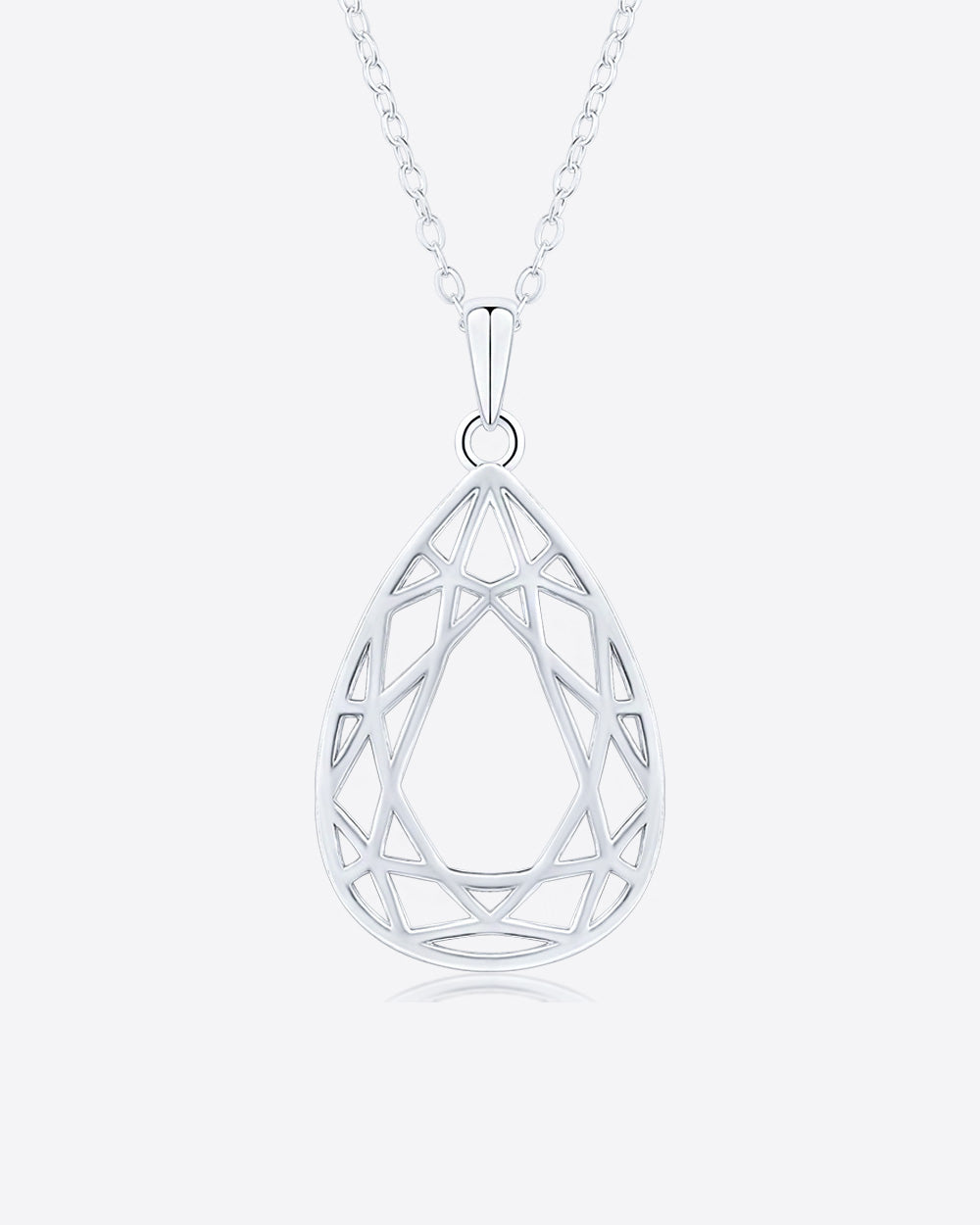 Damen Halskette Silber 925 Anhänger Mandala Tropfen 'Vivian', filigrane Silberkette mit Anhänger Polygon, dünne Kette echt Silber Netz Statement Kette