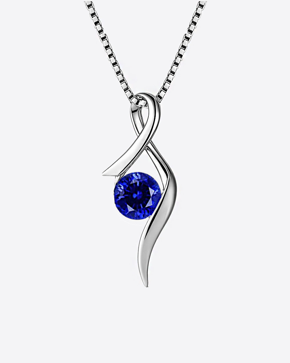 DANIEL CLIFFORD Isabella Damen-Halskette 925 Sterling-Silber I Kristall-Anhänger dunkel-blau (Kettenlänge: 45 cm) - Echtschmuck Geschenk für Frauen#farbe_blau