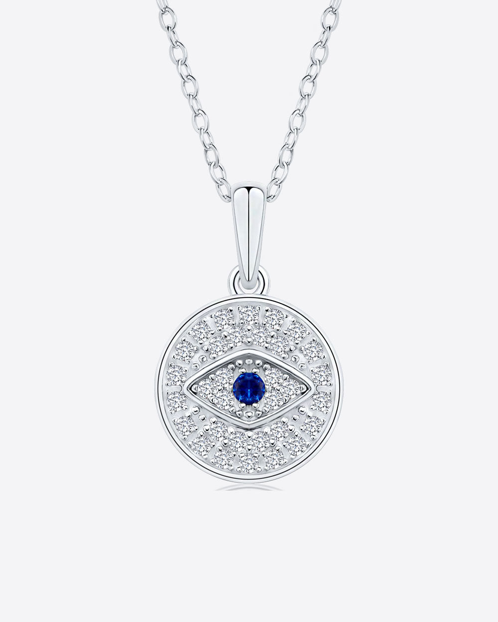 Damen Halskette Silber 925 Anhänger Nazar Auge blau 'Amina', filigrane Silberkette Nazaranhänger, blaues Auge Kette mit blauem Kristall echt Silber