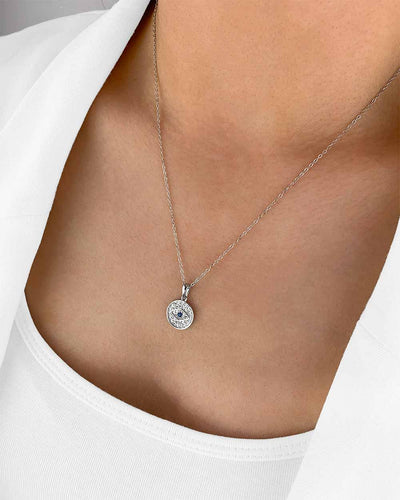 Damen Halskette Silber 925 Anhänger Nazar Auge blau 'Amina', filigrane Silberkette Nazaranhänger, blaues Auge Kette mit blauem Kristall echt Silber
