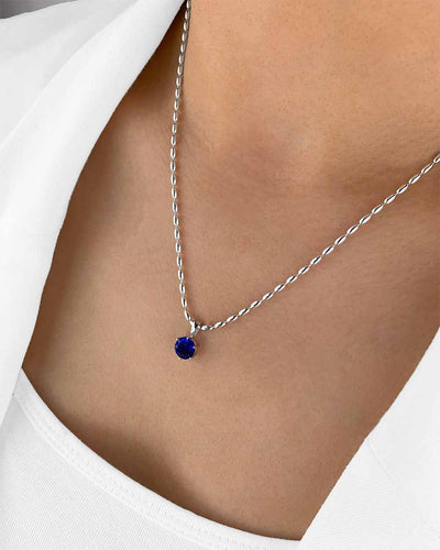 Damen Halskette Silber 925 Anhänger Kristall 'Rosabelle', filigrane Silberkette Kristallanhänger Silber-Perlen Kette kleiner Stein Frauen Kristallkette