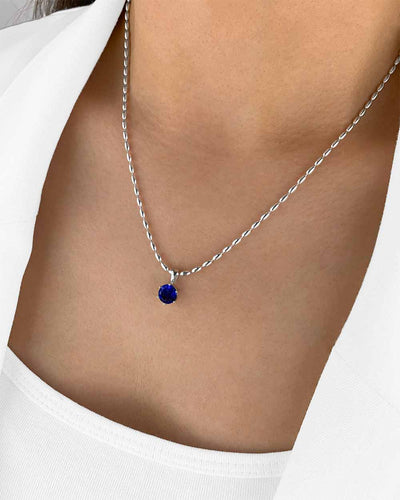 Damen Halskette Silber 925 Anhänger Kristall 'Rosabelle', filigrane Silberkette Kristallanhänger Silber-Perlen Kette kleiner Stein Frauen Kristallkette