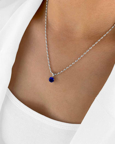 Damen Halskette Silber 925 Anhänger Kristall 'Rosabelle', filigrane Silberkette Kristallanhänger Silber-Perlen Kette kleiner Stein Frauen Kristallkette