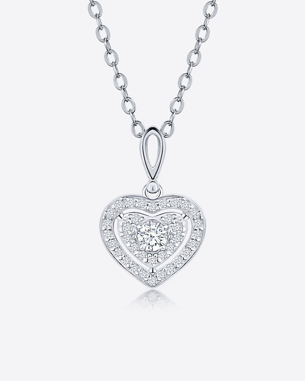 Damen Halskette Silber 925 Anhänger Herz Kristalle 'Anastasia', filigrane Herzkette, echte Silberkette + kleiner Herzanhänger, dünne Kette mit Steinen 