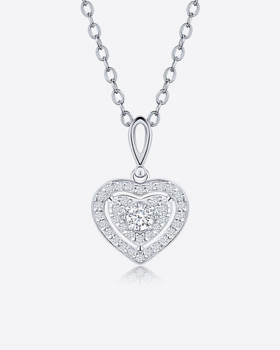Damen Halskette Silber 925 Anhänger Herz Kristalle 'Anastasia', filigrane Herzkette, echte Silberkette + kleiner Herzanhänger, dünne Kette mit Steinen 