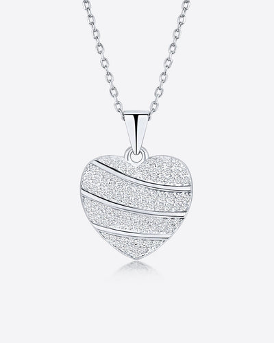 Damen Halskette Silber 925 Anhänger Herz Kristall 'Allison', Silberkette filigran Herzanhänger klein Zirkonia Herzkette Sterlingsilber DANIEL CLIFFORD