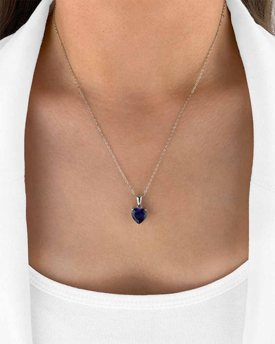 Damen Halskette Silber 925 Anhänger Herz Kristall blau 'Joline', filigrane Silberkette Herzanhänger dünne Kette kleiner Stein Anhänger Herzkette klein